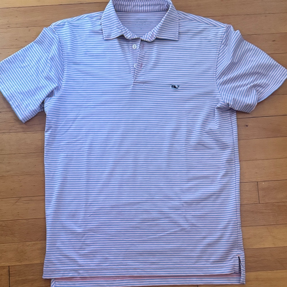 Vineyard Vines pink and light blue Sankaty polo